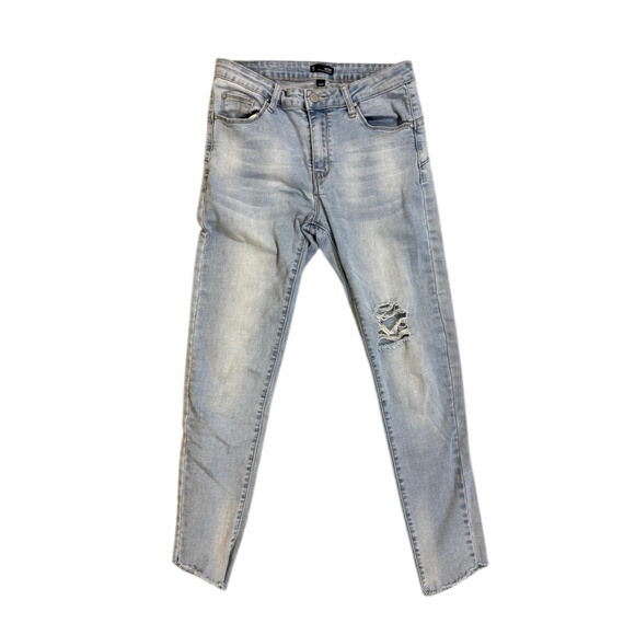 Zuiki Denim - Zuiki Distressed Skinny‎ Jeans Womens Size 44 Light Blue Denim Raw Hem